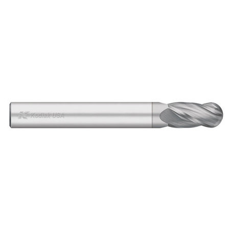 KODIAK CUTTING TOOLS 1/8 Carbide Endmill 4 Flute Single End Ball Nose Long TICN Coated 5465559